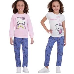 Hello Kitty Girl’s 3- Piece Denim Set Size 5 Girls Sweatshirt Denim Pants